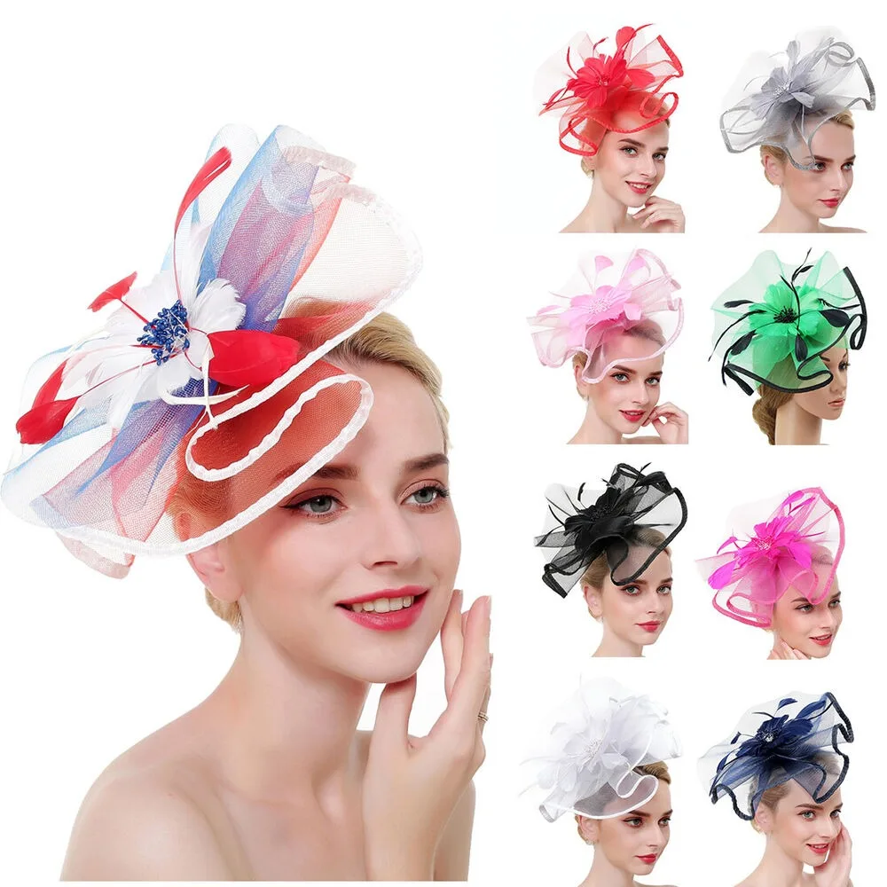 

Fashion Feathers Bridal Mesh Large Wedding Fascinators Hat Party Headwear Hair Accessories