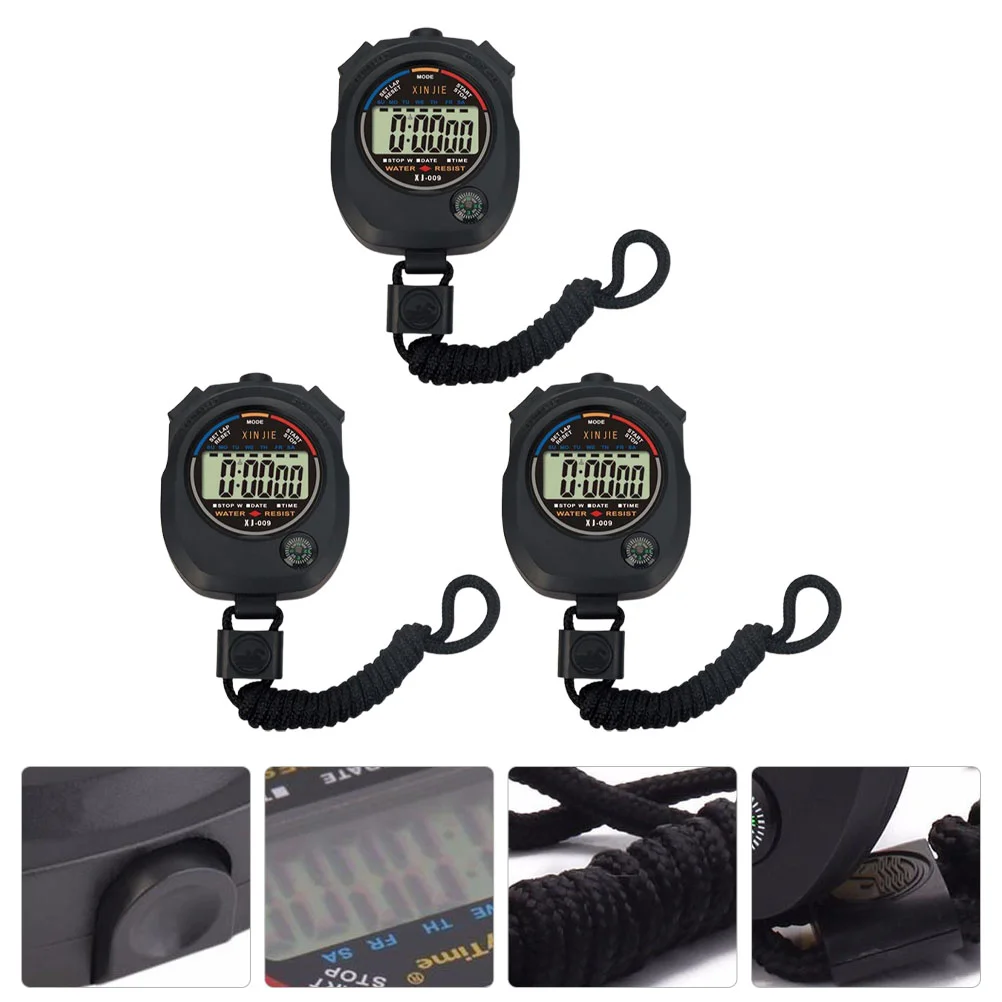 

3 Pcs Timer Training Stopwatch Game Match Digital Timers Multifunction Stopwatches Abs Sport