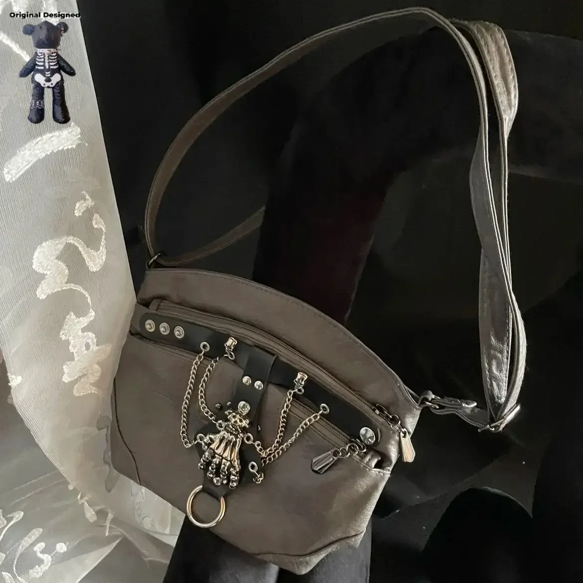 Y2K Готическая Лолита панк сумка на плечо Harajuku для женщин и девушек вместительные
