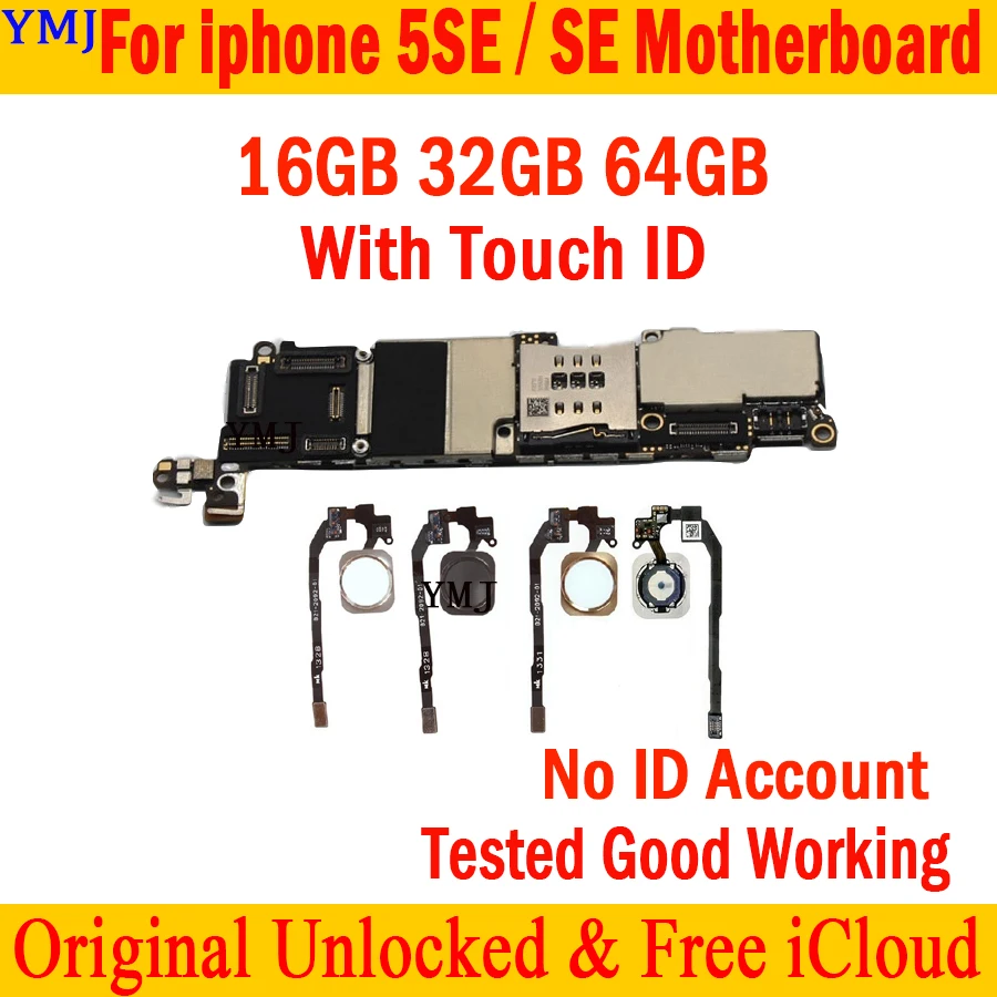 16gb / 32gb 64gb Original unlocked for iphone SE Motherboard without fingerprint Logic board NO touch id Plate |