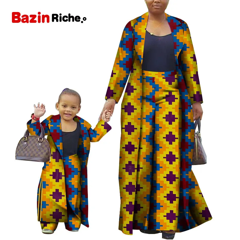 African Clothing Autumn Fashion Women and Girl Sets Long Jacket+long pants 2 Pieces Dashiki Print Clothes WYQ310