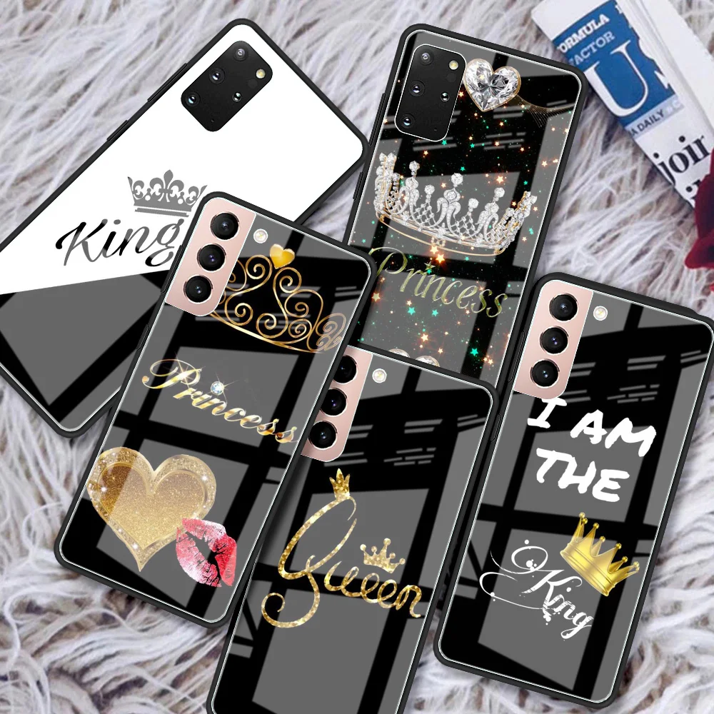 

Cute Mom Queen Princess Glass Case For Samsung Galaxy S22 S20 FE S21 5G S10 S9 Plus Note 10 20 Lite Tempered Phone Cover