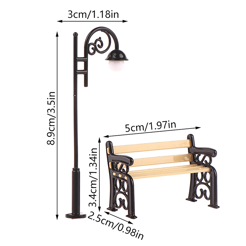 1/12 кукольный домик парк уличный фонарь модель скамейки мини-уличный украшения