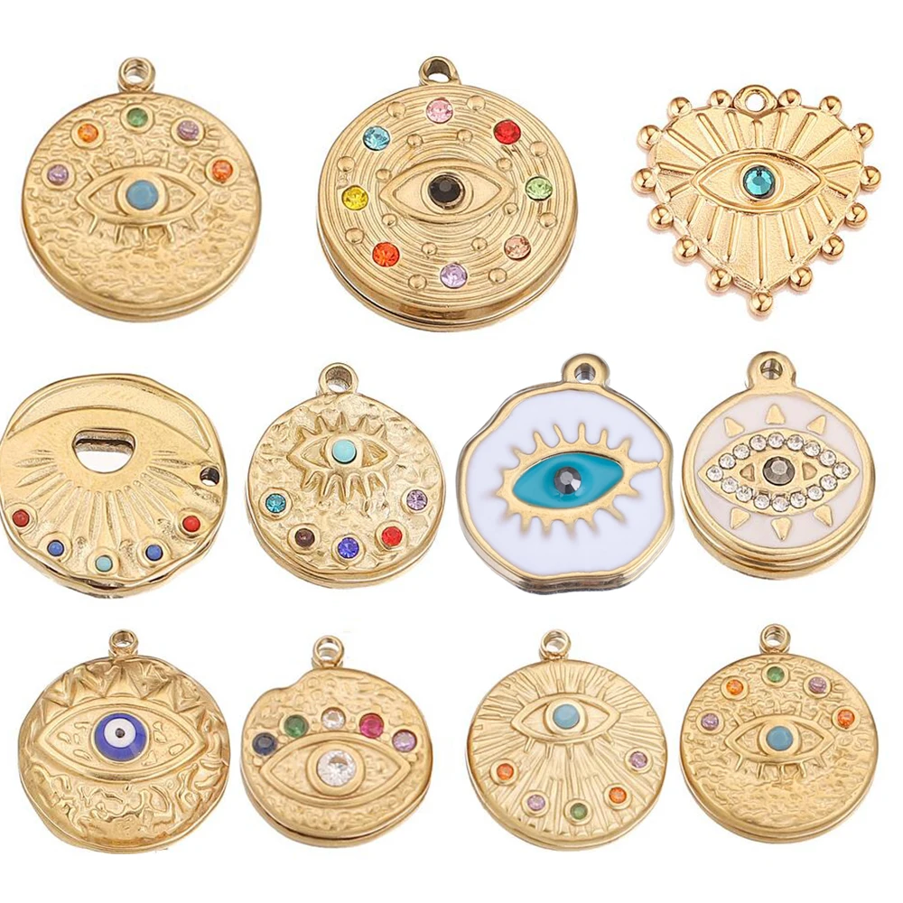 

5 pcs Stainless Steel Gold Blessed Eye Pendants Waterdrop DIY Connectors Dangle Earring Jewelry Supplies Making Necklace Charms