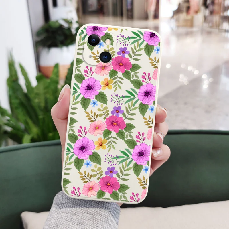 Весенний чехол для телефона с узором iPhone 16 16e 15 14 13 12 11 X XR XS Plus Pro Max мини-силиконовый
