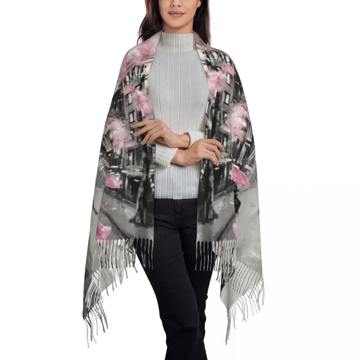 Женский шарф для пар зимние шали с картиной маслом на Французской Эйфелевой