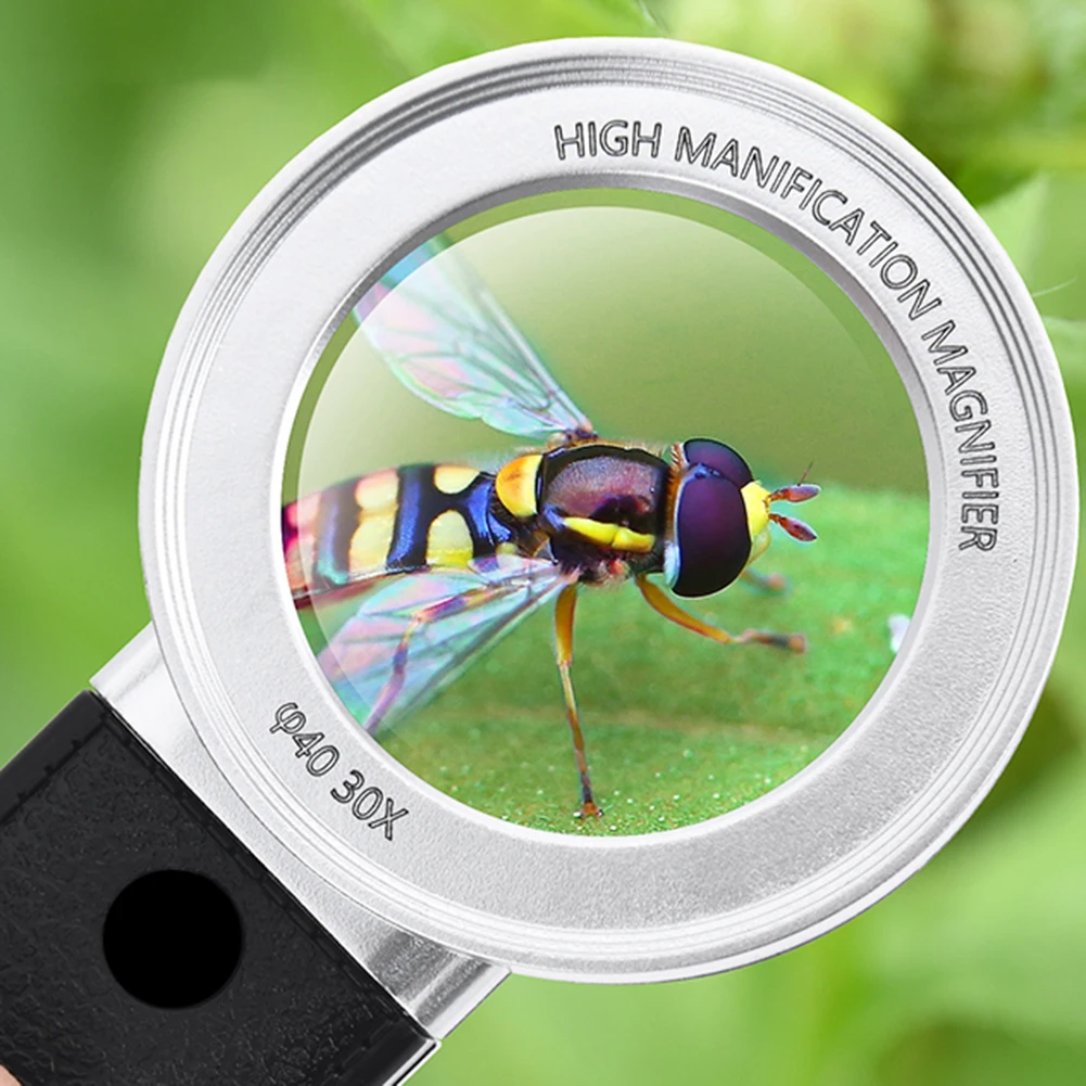 

30x HD Magnifying Glass Illuminated Magnifier with 4LED Lights Loupe Reading Glasses Magnification for Jewelry Inspection