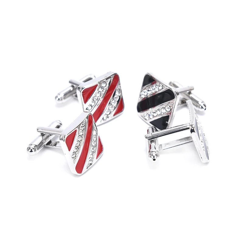 

Trendy Luxury Men Shirt Cufflinks Wedding Cuff Button Red Black French Square Cuff Links High Quality Jewelry New