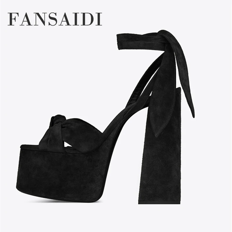 

2022 Summer Platform Chunky Heels Female Sandals Gold Brown Red Women Fashion Party Shoes Waterproof Block Heels Big Size 42 43