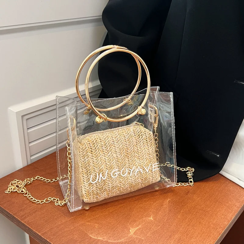 

Summer transparent handbag women's 2022 new fashion versatile messenger jelly bag net red ins chain