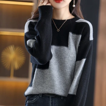 Autumn Crewneck Crochet Tops Jumper Korean Women's Sweater 2022 Trend Clothes Sweaters for Women Knitted Fashion Pullover 2