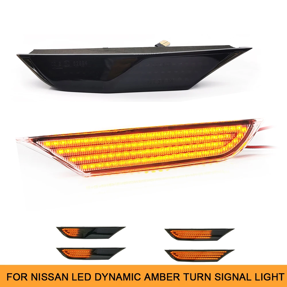 

1Pair For Nissan GT-R Nismo GTR R35 Coupe 2007-2021 V6 Car Side Marker LED Turn Signal Indicator Light Dynamic Amber Repeater