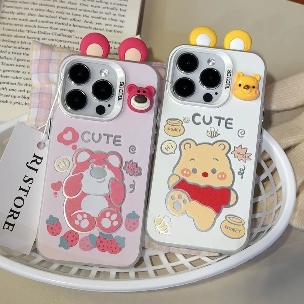 Disneys Winnie Lotso Cute Doll Case for VIVO Y17S Y21 Y22S Y27 Y50 Y91 Y93 V23 V25 V27 V29 S1 Pro 5G Matte Shockproof Back Cover
