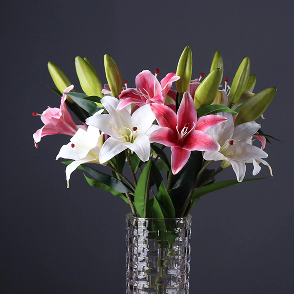 

90cm Artificial Lily Stargazer Lillies Plant Large Flowers Pink Bud Single Lily for Home Artificial Flower Wedding Decoration