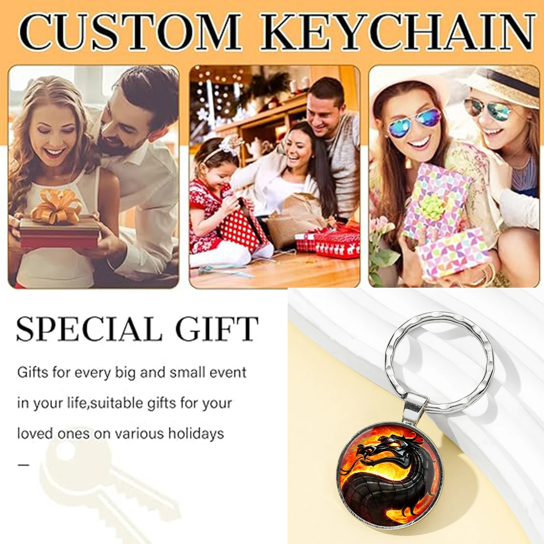 Ретро классический Dregon круглый стеклянный купол брелок уникальные брелоки