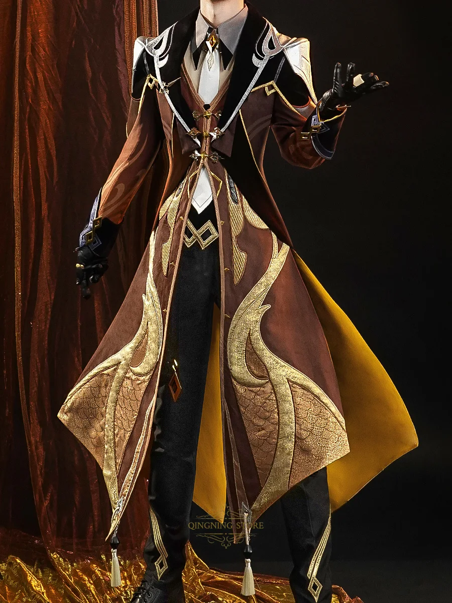 

Аниме игра Genshin Impact Liyue Harbor Zhongli красивый костюм униформа великолепный Косплей Костюм Хэллоуин для мужчин Бесплатная доставка 2020