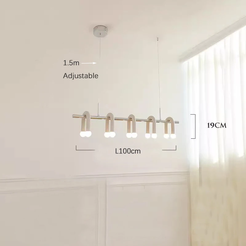 

Люстра для ресторана в кремовом стиле, современный минималистский дизайнер, скандинавский обеденный стол и люстра для учебы с длинной полосой