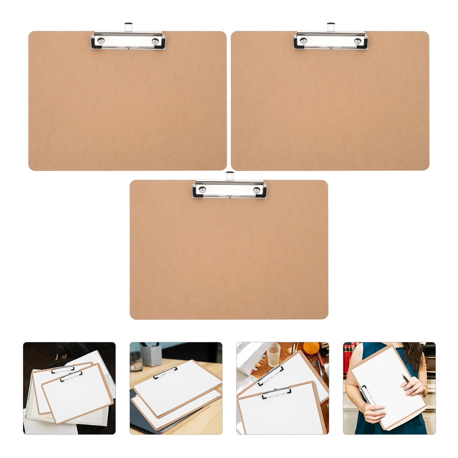 3Pcs Office Convenient Paper Clipboard Sketch Hardboard Document Clipboard Office Clip Boards for Students School Office