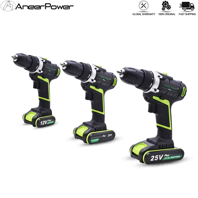 Электрическая дрель 12 В, 21 в, 25 в Plus, двухскоростная Беспроводная мини-отвертка, перезаряжаемая Высококачественная дрель с литиевым аккумулятором 18650