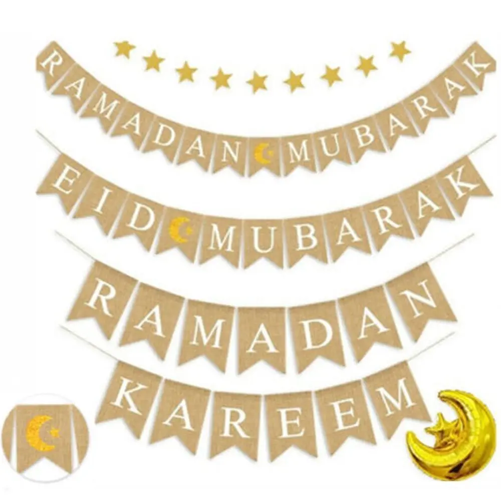 

DIY Letters Bunting Hanging Home Islamic Party Decoration Eid Mubarak Banner Bunting Garlands Ramadan Kareem Ornament