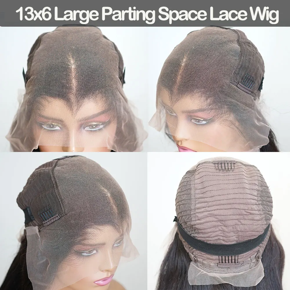 Парик Surper Double Wig, 250% плотность, прямые волосы, 13x6, невидимый прозрачный кружевной фронтальный парик из натуральных волос, без клея, предварительно прорезанный, готов к носке (art.: 3920d834966a1) - 3920d834966a1