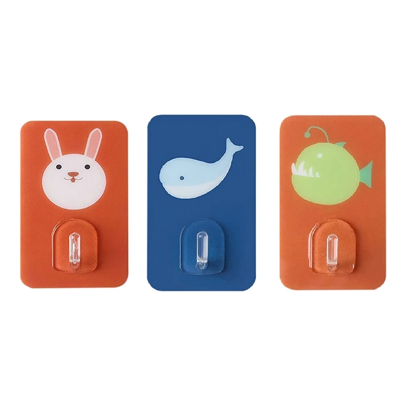 

60 Packs Of Sticky Hooks Cute Cartoon Animals Kitchen Wall Practical Hooks