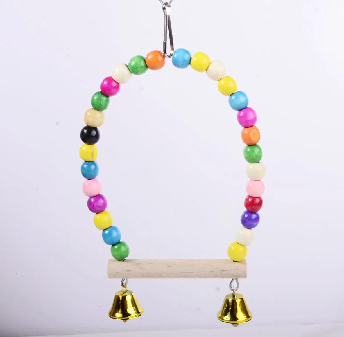 Новый небольшой и средний стенд для попугаев с игрушкой из натурального дерева, разноцветными палочками, качелями, бусинами и колокольчиком для птичьей клетки.