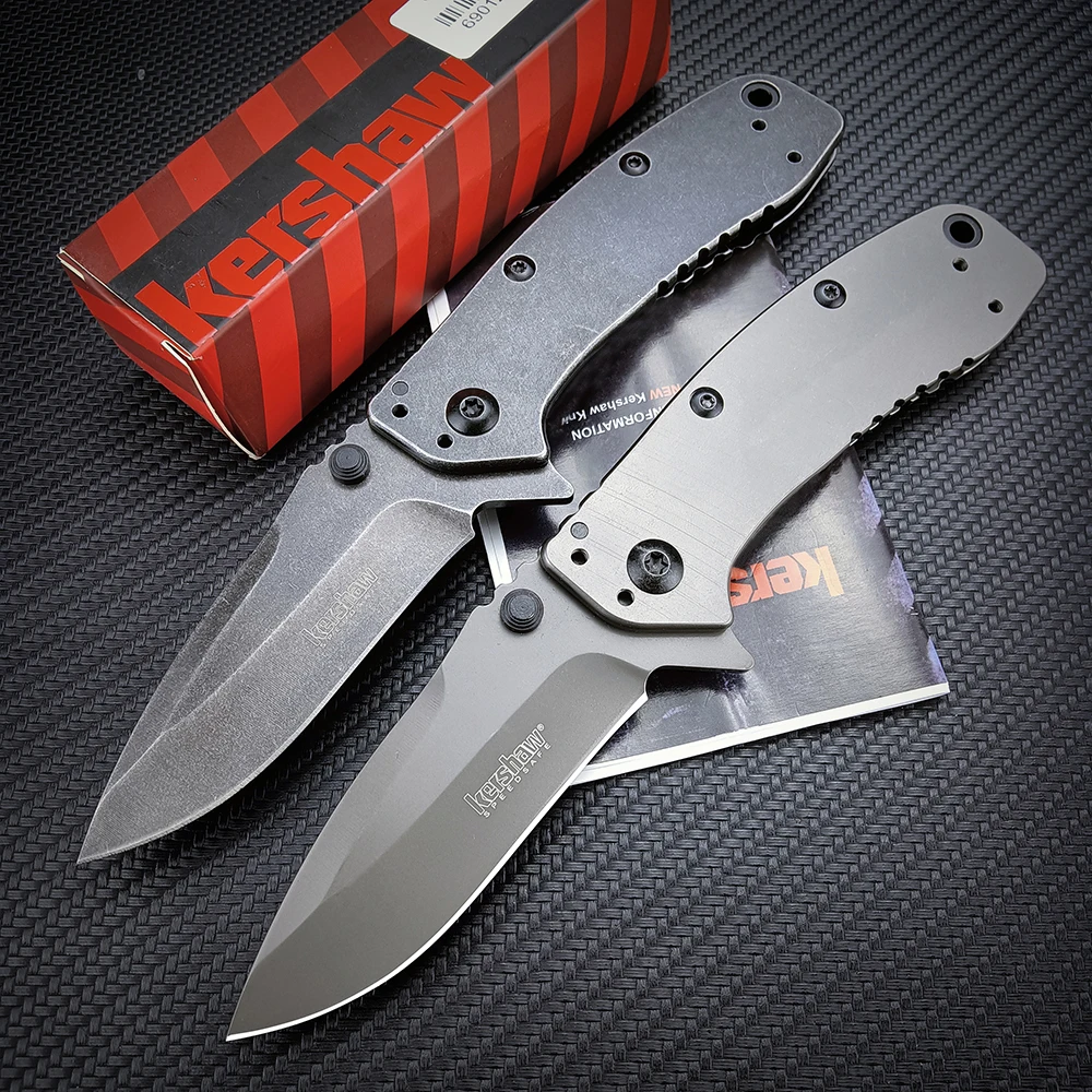 

Kershaw 1556 Assisted Folder Folding Knife Hunting Survival Jackknife Grey Titanium/Stone Wash EDC Tactical Pocket Knives Tools