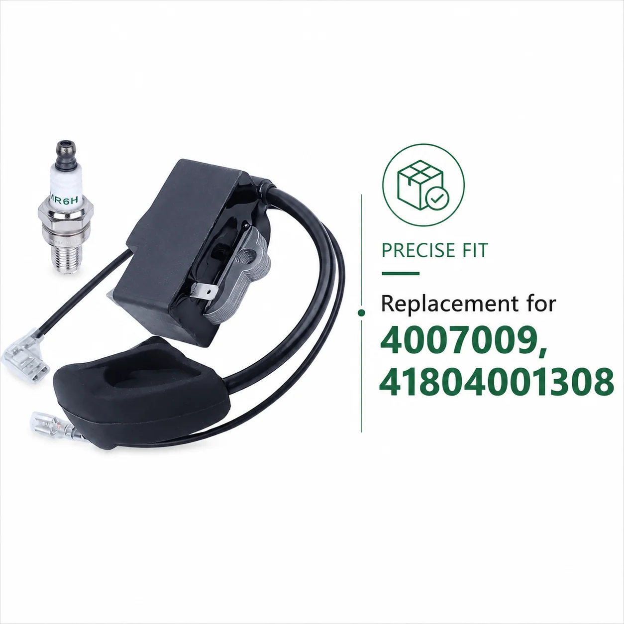 Фото Комплект катушек зажигания и свечей для Stihl FS100 FS110 FS130 FS310 FS87 FS90 FC100 FC110 FC90 FC95 FR130, OEM 4007009 41804001308 №2