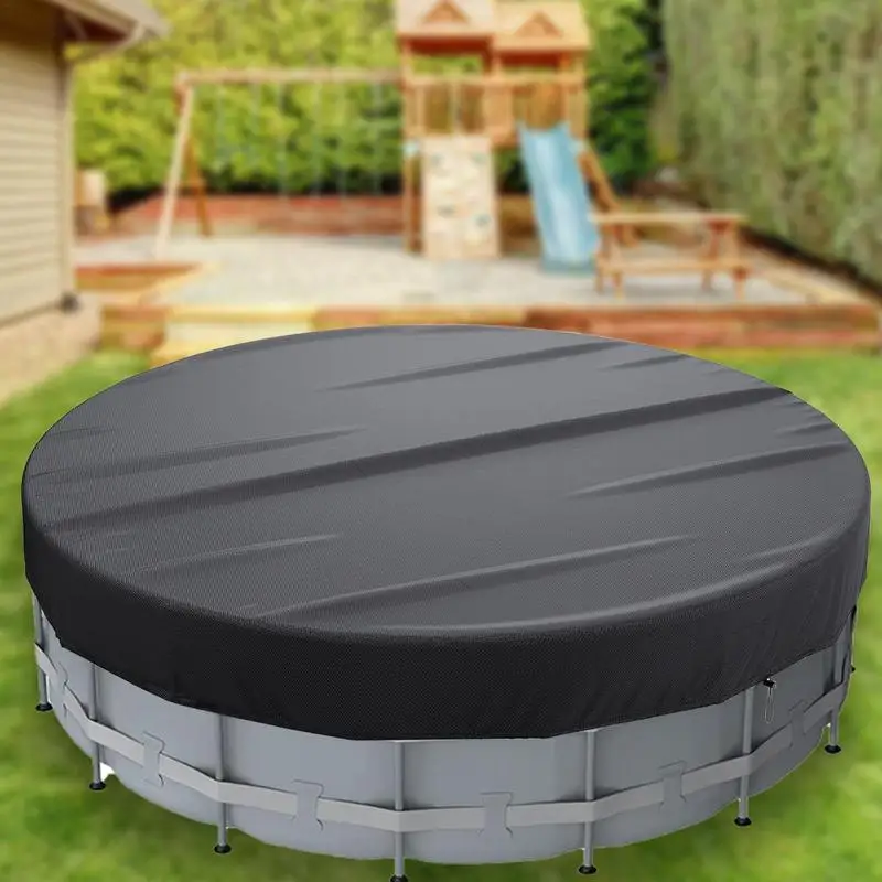 

Swimming Pool Cover Above Ground Pool Dust Cover Waterproof Foldable Hot Tub Pool Cover With Buckle Rope Nails Pool Accessories