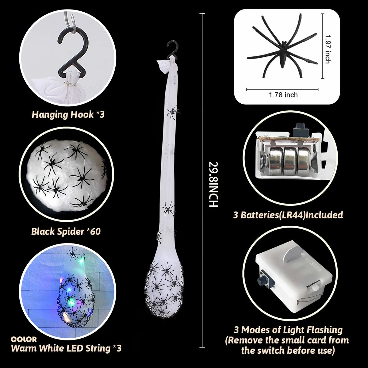 Светящееся яйцо в виде паутины украшение на Хэллоуин светящиеся мешки