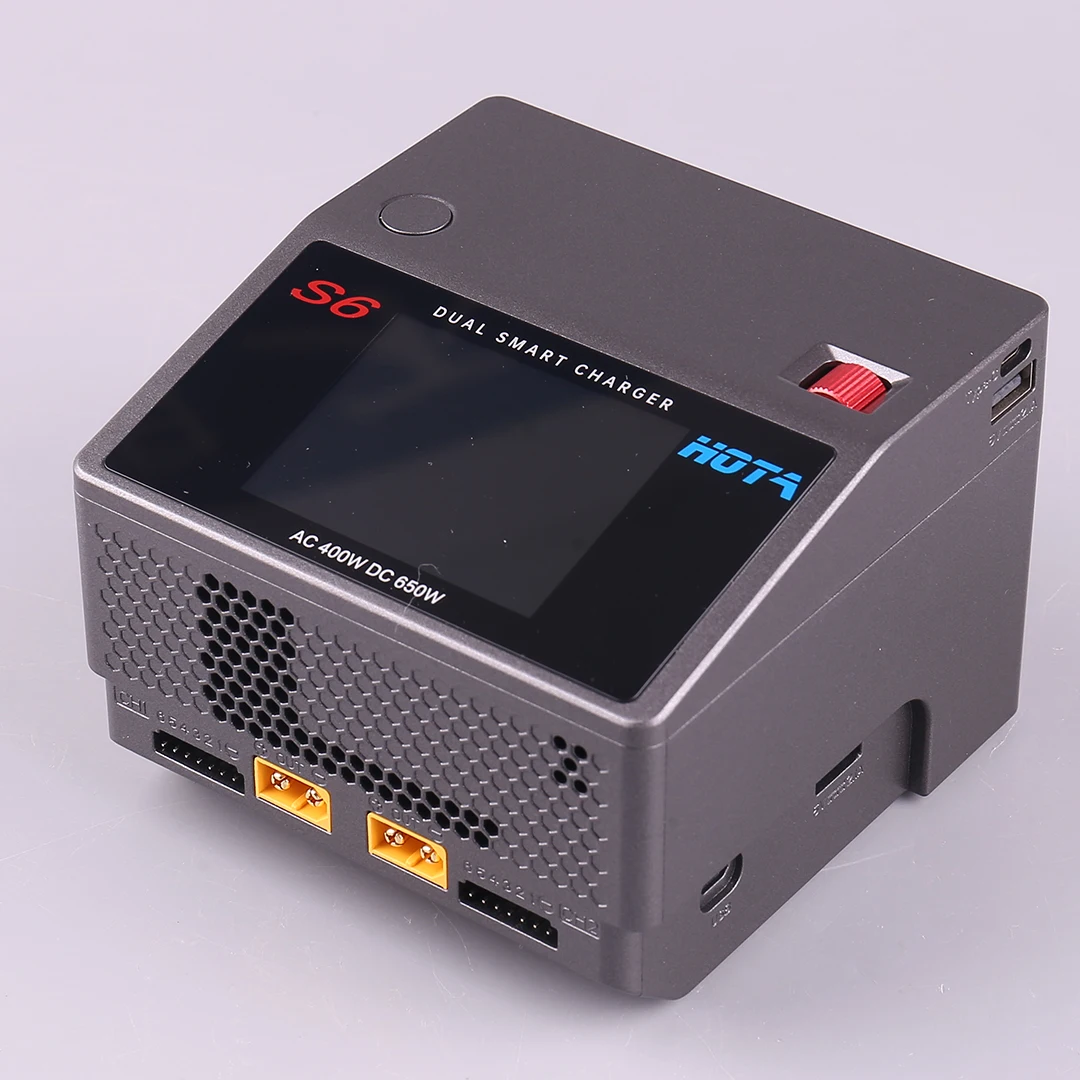 HOTA S6 AC400W DC650W 15A умное маленькое Двухканальное зарядное устройство для батареи Lipo