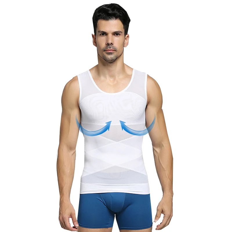 

HaleyChan Men;s Compression Shirts Body Shaper Slimming Vest Elastic Slim Muscle Tank Shapewear Mesh Bodysuit Men Tummy Shaper