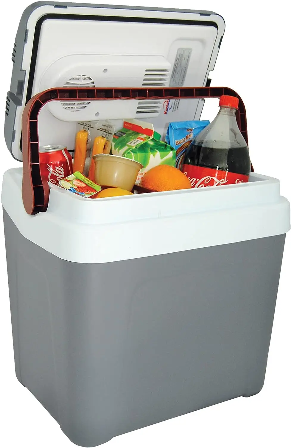 

Iceless 12V Cooler 25 L (26 qt), Portable Car Fridge w/ 12 Volt DC Power Cord, Gray/White, Travel Road Trips Camping Fishing Tr