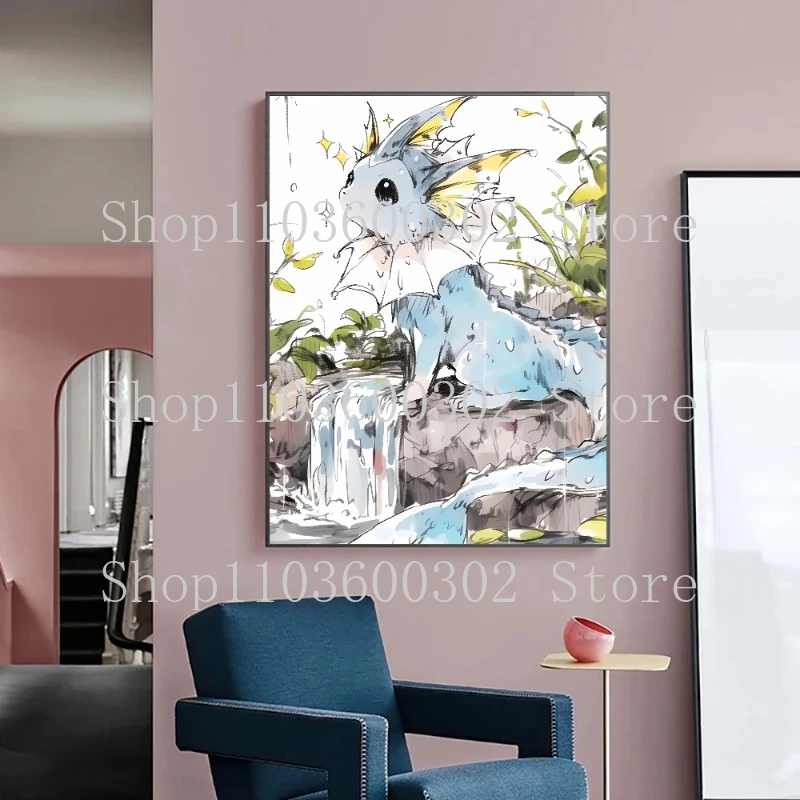 Аниме Покемон Бульбазавр Чаризард плакат и акварель холст картина настенная