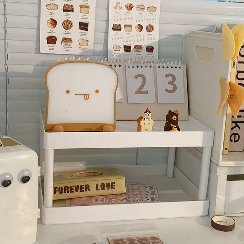 

Multifunctional Shelves Double-layer Storage Shelf Desktop Storage Rack Plastic Desk Shelves Cosmetic Sundries Organizer Storage