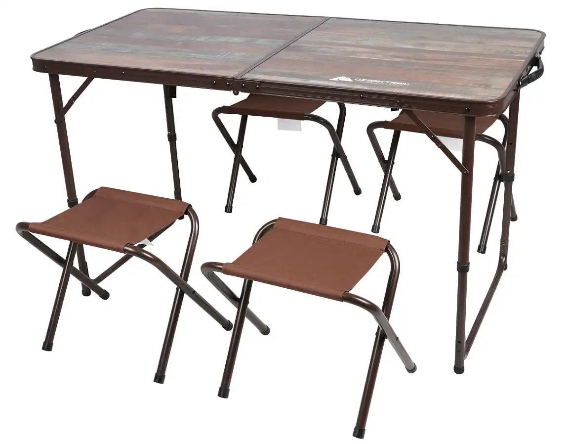 Durable Steel and Aluminum Table and Stools, Open Dims 19.29