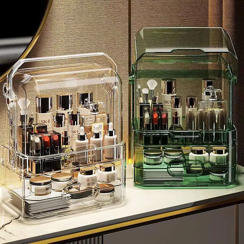 

Косметический контейнер для ювелирных изделий, коробка для хранения косметики, органайзер для макияжа, настольный органайзер, держатель дл...