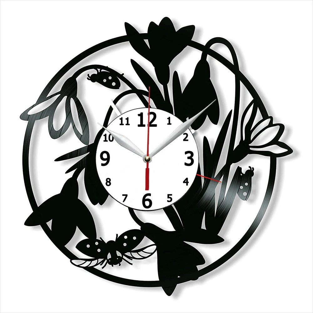 

Flower Vinyl Record Clock 12", Wall Clock Flowers, Best Gift for Flower Lover, Original Wall Home Decor