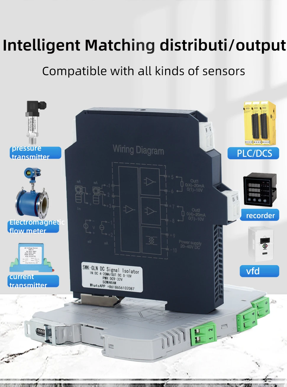 Интеллектуальный изолятор сигнала ZA-HSP 1 в выход 2 сепаратор с фотоэлектрической