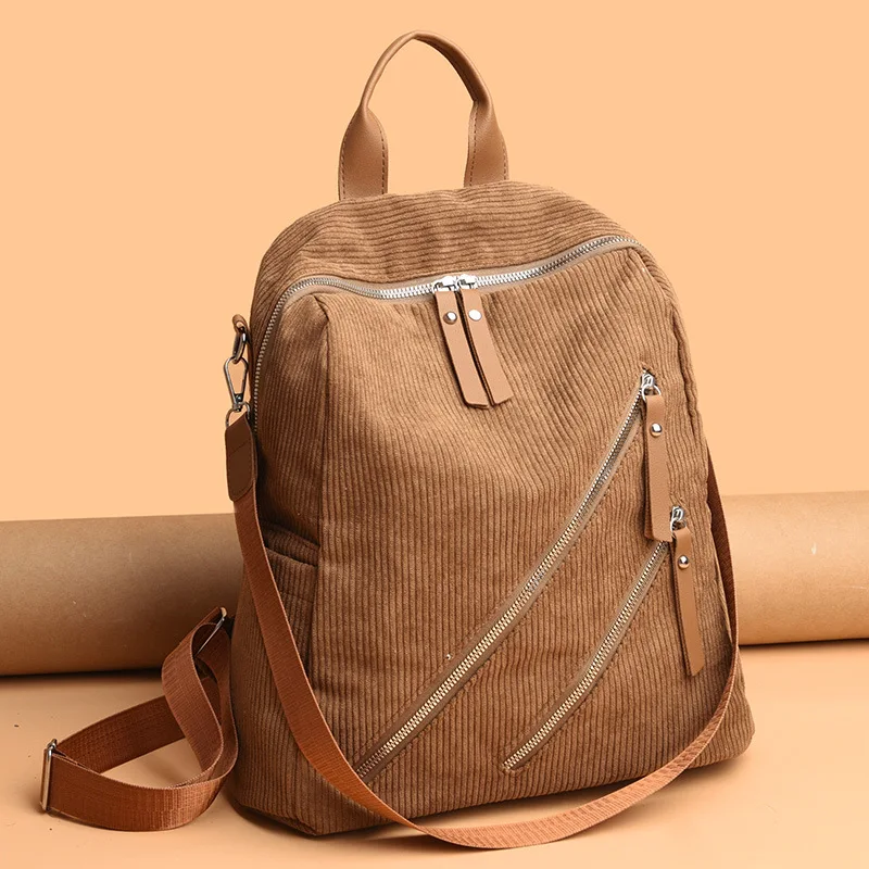 

Women's Backpack 2023 Fashion Casual Back Pack Bag Corduroy travel backpacks for Women Bag Female mochila feminina Женская сумка