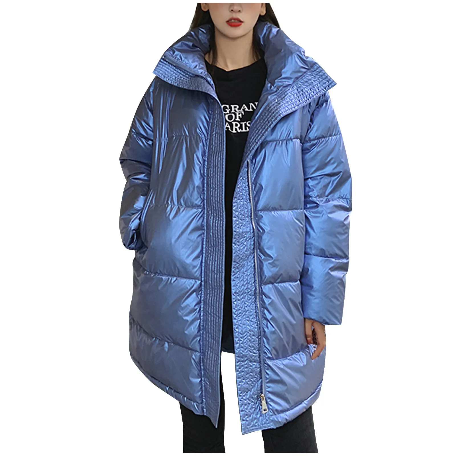 Winter Down Padded Jacket Women Mid-length Thick Loose Large Size Coat Women's Clothing Fur Collar Jacket 2021 New