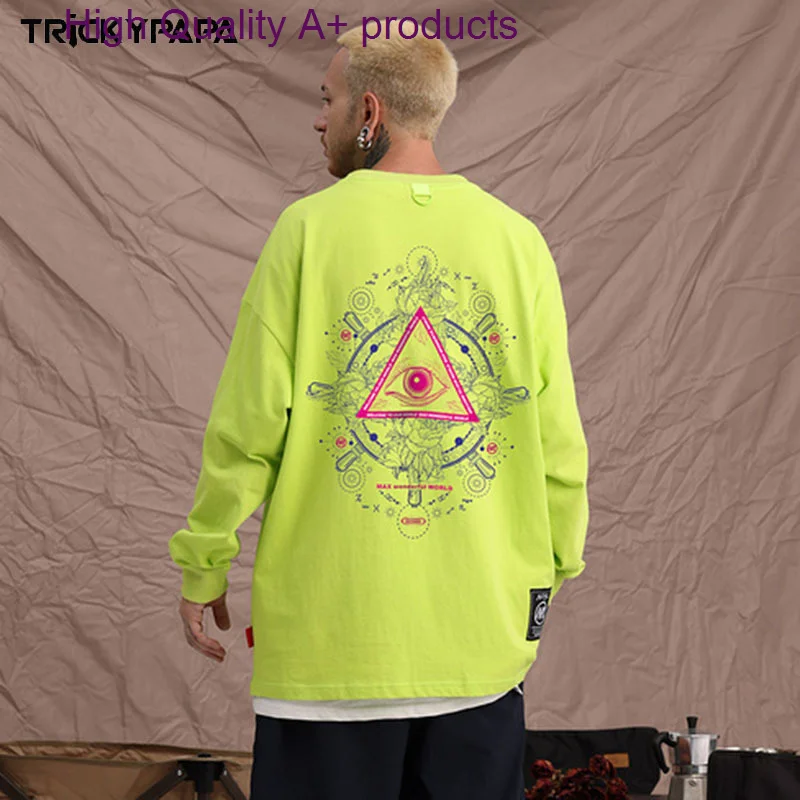 

Loose Long-sleeved T-shirt Men's Fashion Brand Popular Simple and Versatile Ins-printed Oversize Casual Top