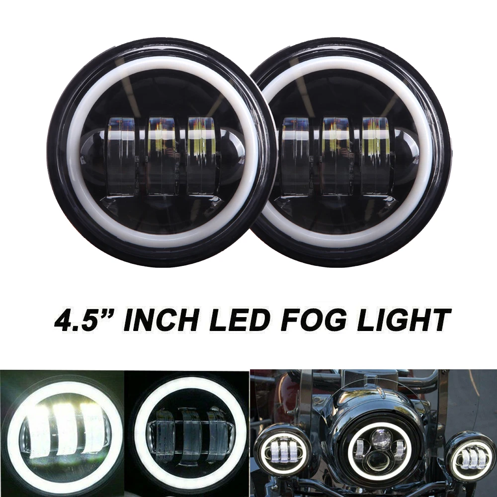 

2pcs 4.5 inch Motorcycle Led Fog Light DRL Led Fog Angel Eyes 30W Round Waterproof 1/2 Auxiliary Passing Lamp Touring Motorbikes