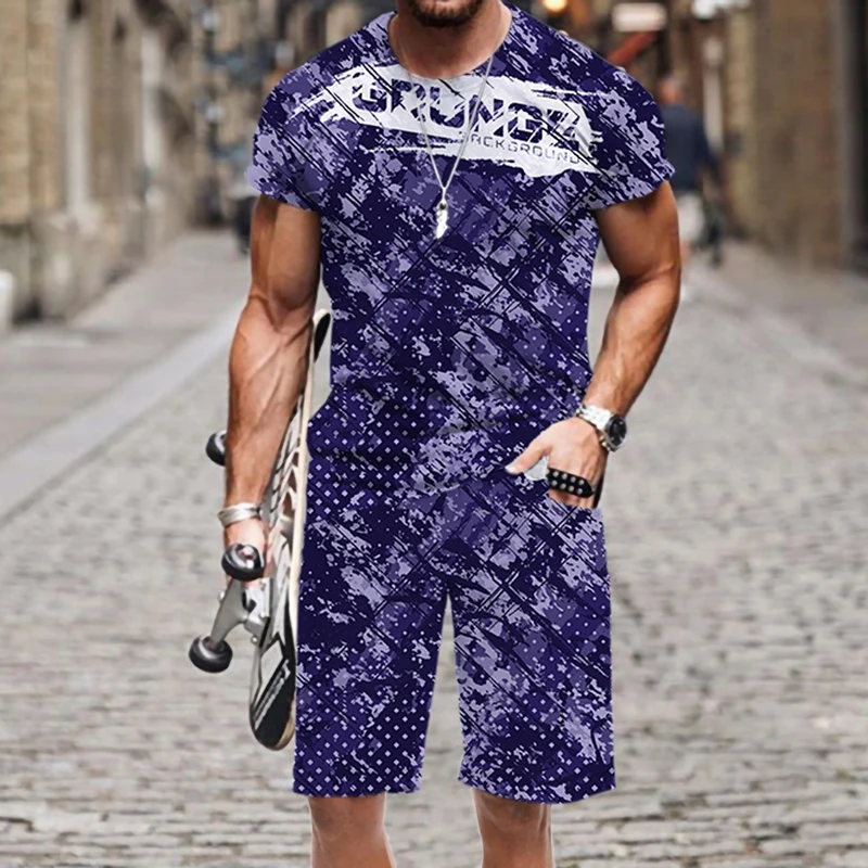 

Men's T-shirt Shorts Set Graffiti Pattern 3D Printed Spring Autumn O Neck Hip-hop Summer Fashion Hot Harajuku Tops Short Sleeve