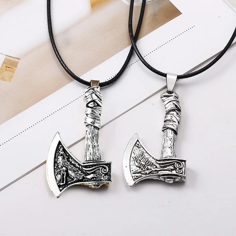 

Viking Odin Necklace Men Vikings Celtic Axe Pendant Symbol Scandinavian Rune Leather Rope Charm Norse Amulet Jewelry Necklaces