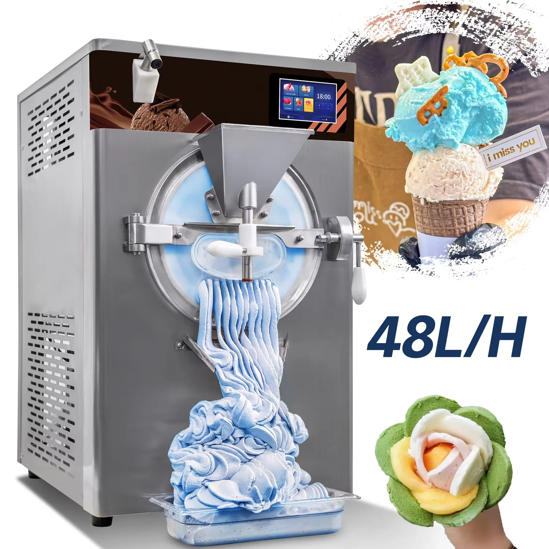Фото Commercial Italian Gelato Ice Cream Yogurt Machine Stainless Steel Desktop for Milk Tea Snacks Featuring New Condition Corn Nut №2