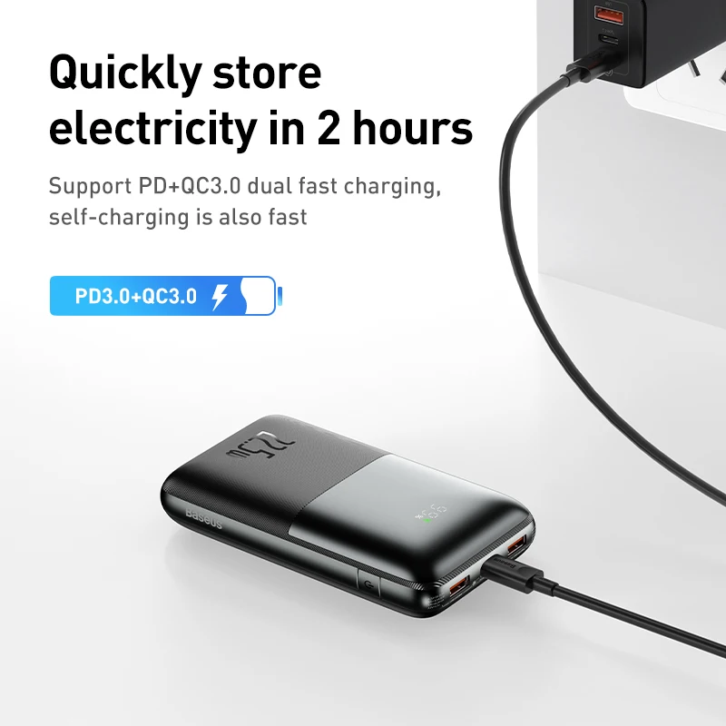 Baseus Power Bank 20000mAh External Battery 10000mAh Powerbank PD22.5W Portable Fast Charging For iPhone xiaomi Huawei poverbank