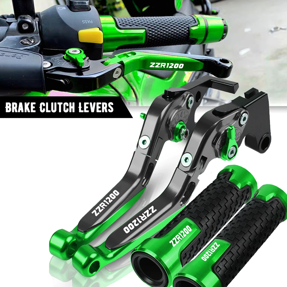 

Motorcycle Accessories Brake Clutch Levers For Kawasaki ZZR1200 ZZR 1200 2002-2005 2003 2004 CNC Levers Handlebar Handle Grips