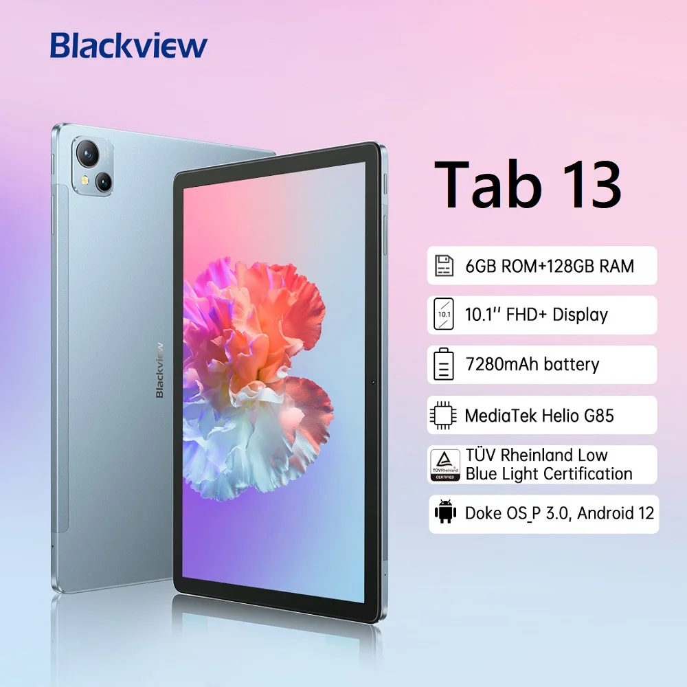 Tablet Pad Blackview Tab 13 Helio G85 Octa Core 10.1'' FHD+ Display 6GB 128GB 13MP Camera Android 12 MTK PC Mode 7280mAh
